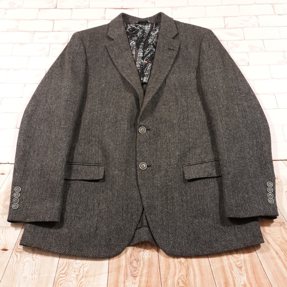 Nautica Blazer Sport Coat Suit Jacket Size 42 Regular Wool‎ Blend Herringbone